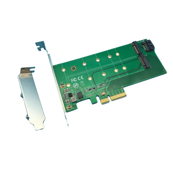 PCIe x4 to NGFF (PCIe) SSD + SATA to NGFF (SATA) Card (3.3V, 12V) 1B1M