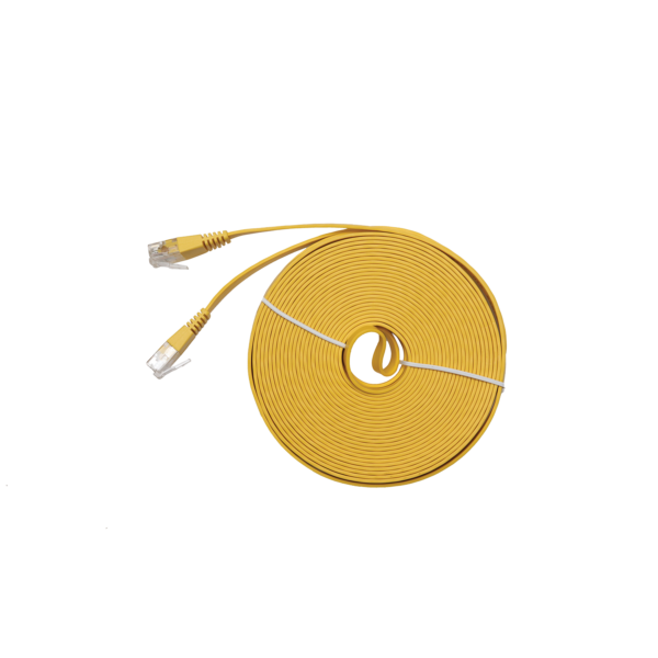 Cat6 Ultra-Thin Flat Ethernet Patch Cable – 10m Yellow