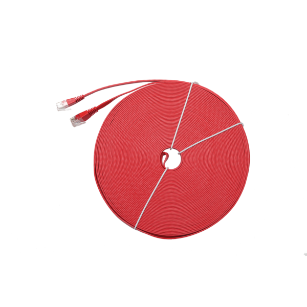 Cat6 Ultra-Thin Flat Ethernet Patch Cable – 25m Red