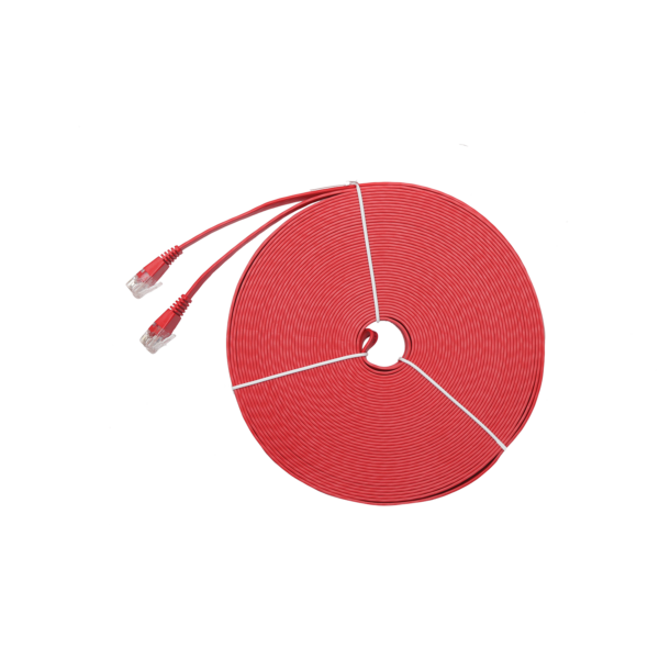 Cat6 Ultra-Thin Flat Ethernet Patch Cable – 30m Red