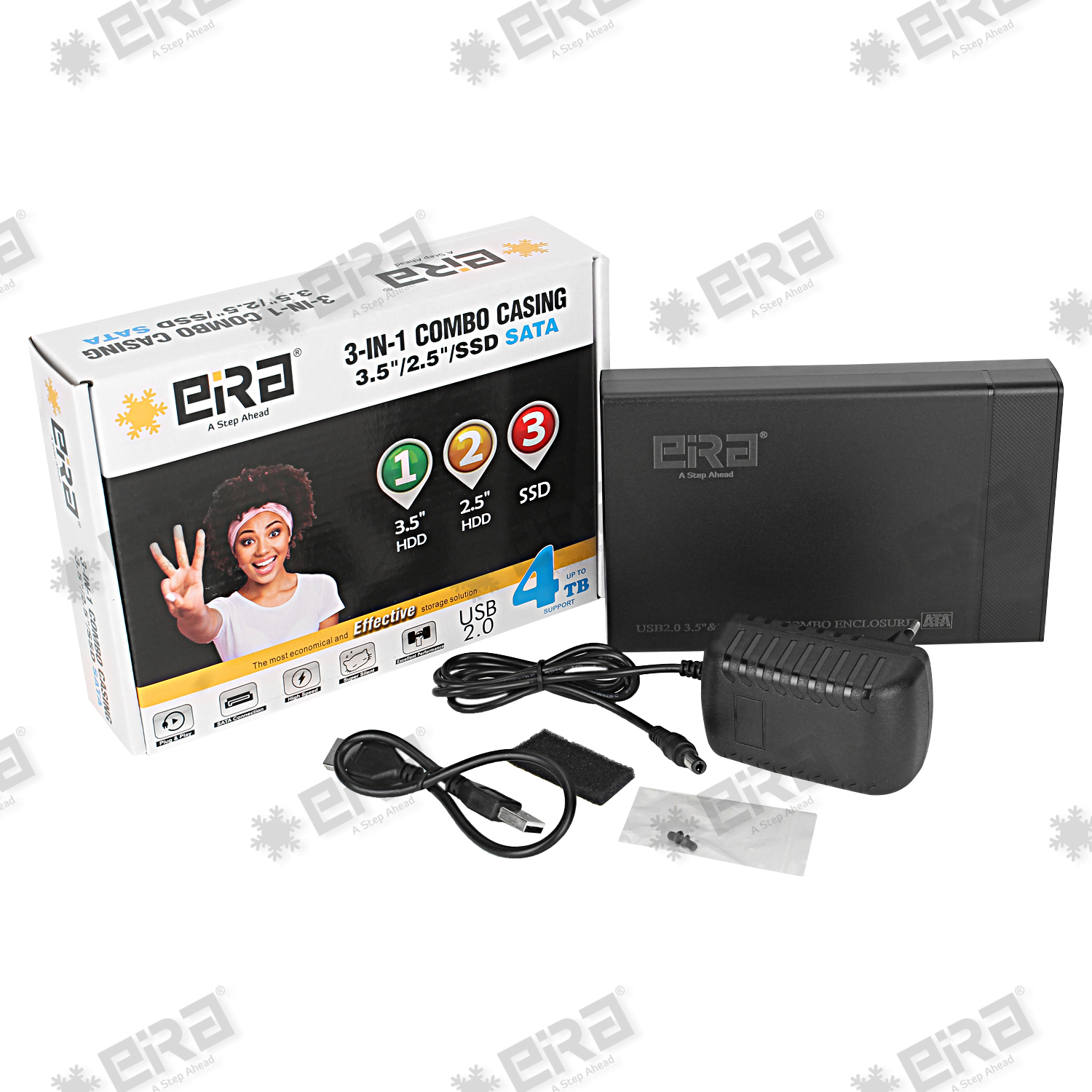 3-in-1 Combo Casing SATA (3.5/2.5/SSD) USB 2.0