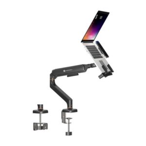 Portronics POR 3515 Aerolift Plus - Single Desk Mount With mobile stand (Black)